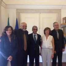 Da esquerda para a direita, a Vice-Presidente do ICA; o Secretário da SAV; o Secretário de Cultura de Portugal; a Presidente do ICA; e o Diretor Executivo da ABPITV.